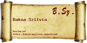 Baksa Szilvia névjegykártya